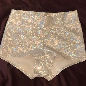 High waisted holographic hot shorts